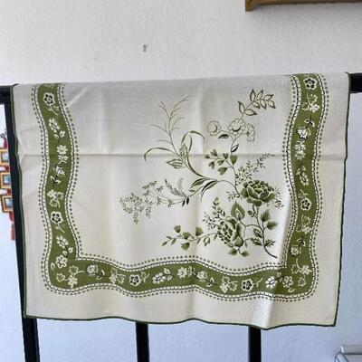 Vintage Green Floral Linen Cloth Dinner Napkins YD#022-0063