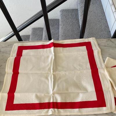 Vintage Red Square Stripe Cloth Linen Dinner Napkins YD#022-0064