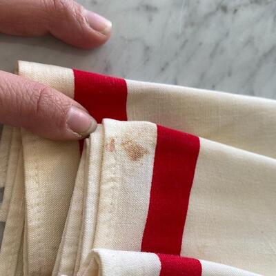 Vintage Red Square Stripe Cloth Linen Dinner Napkins YD#022-0064