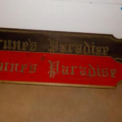 2- Princes Paradise Hand carved wooden signs.
