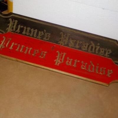 2- Princes Paradise Hand carved wooden signs.