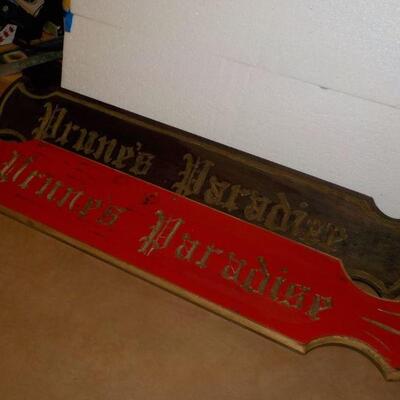 2- Princes Paradise Hand carved wooden signs.