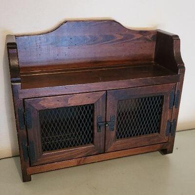 Lot 36: Vintage Small Hanging Decorative Cabinet w/ Mesh Front Doors