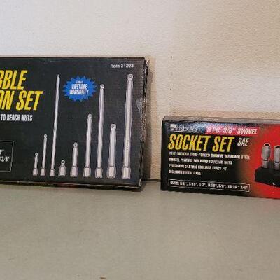 Lot 38: (2) NEW Tool Kits - SOCKETS + WOBBLE EXTENDERS