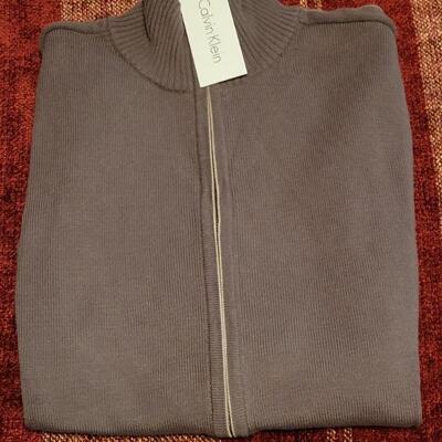 Lot 59: New with Tags Men's Calvin Klein Zip Up Long Sleeve Sweater