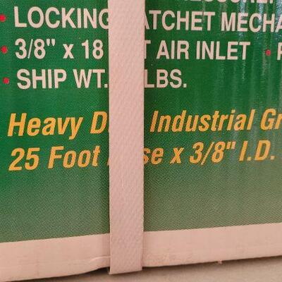Lot 62: New Heavy Duty CENTRAL PNEUMATIC Hose Reel w/ Auto Rewind