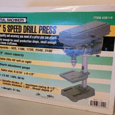 Lot 76: New 1/2" 5 Speed CENTRAL MACHINERY Drill Press 