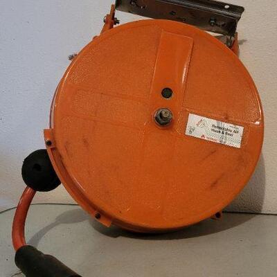 Lot 80: Vintage Retractable Air Hose and Reel ORANGE