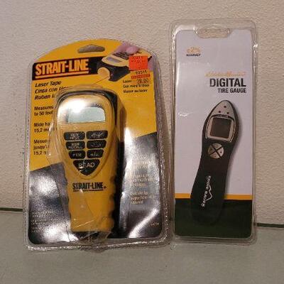 Lot 86: (2) New Tools - DIGITAL TIRE GAUGE & STRAIT LINE