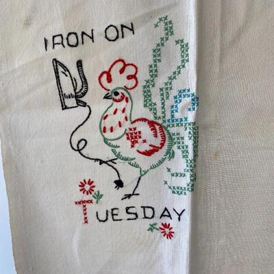 Vintage Rooster Embroidered Salt Bag Kitchen Towel YD#022-0108