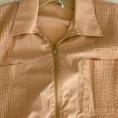 Vintage HABAND Peach Zipper Front Long Sleeve Jacket Shirt Size XL YD#022-0127
