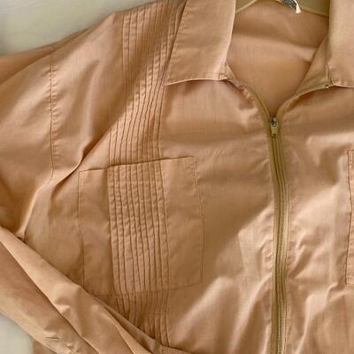 Vintage HABAND Peach Zipper Front Long Sleeve Jacket Shirt Size XL YD#022-0127