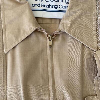 Vintage Genuine Haband Guayabera Zip Front Men's Shirt Size XL