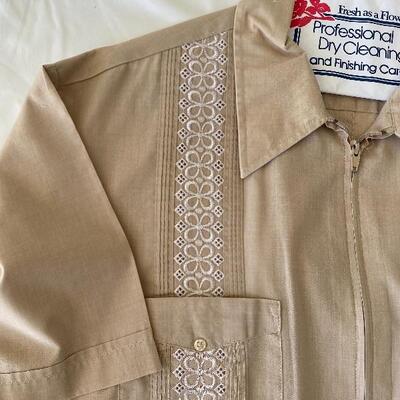Vintage Genuine Haband Guayabera Zip Front Men's Shirt Size XL