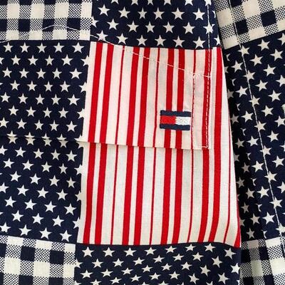 Vintage Rare Tommy Hilfiger American Flag Long Sleeve Button Up Shirt Men's Size XL YD#022-0133