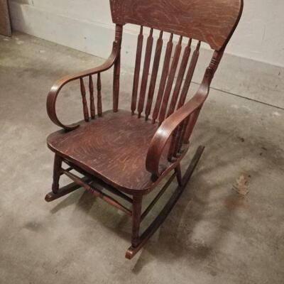 pick up Walpole-Bent Arm Oak Rocking Chair-pick up Walpole