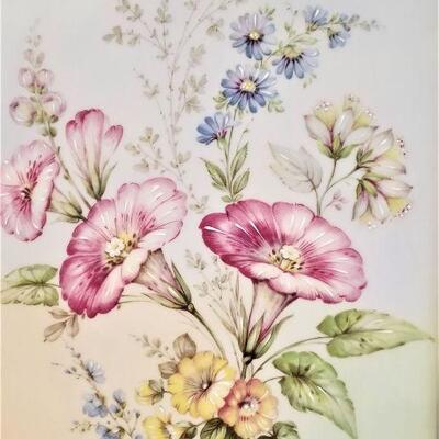 Lot #9  Pretty Hand Painted Floral Scene on Porcelain Plaque