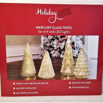 Lot #34  New in Box - Holiday Mercury Glass Trees - set of 4