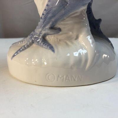 Seymour Mann Blue Rooster Ceramic Figurine 