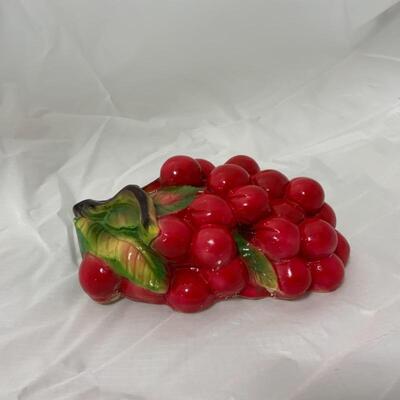 .2. VINTAGE | Chalkware Red Grapes | Cherries | String Holder | Pristine