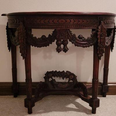 Lot 114: BOMBAY Carved Table (38.5" Ã— 17.5" Ã— 30.5")