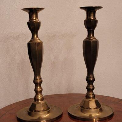 Lot 117: (2) Brass Candleholders 11"