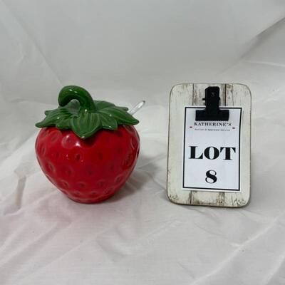.8. VINTAGE | LEFTON | Strawberry Lidded Sugar Jar