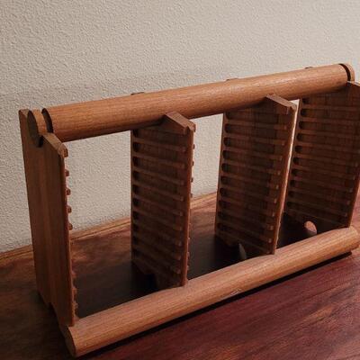 Lot 126: KALMAR DESIGNS Teak CD Holder 3 pieces 