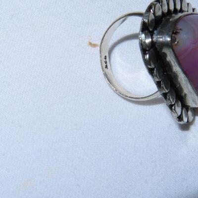 Sterling Pink Stone Ring
