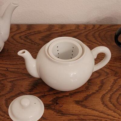 Lot 148: (3) Teapots - Hall, Unmarked & Andrea