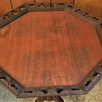 Lot #53  Vintage Pie Crust Table with Pierced Gallery