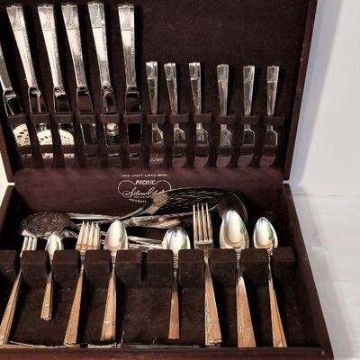 Lot #57  Set of vintage Silver Plate Flatware in Box