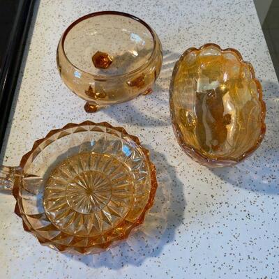 Group of amber depression glass 
