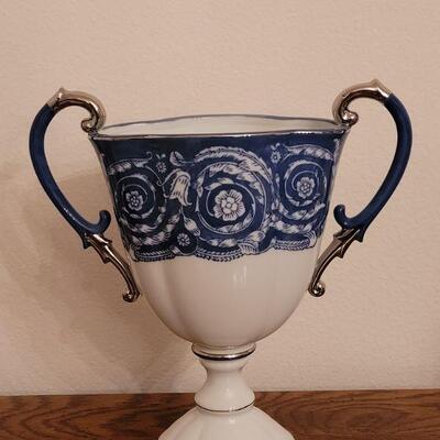 Lot 160: BOMBAY Blue, White & Silver Vase