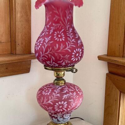 Antique etched victorian table lamp
