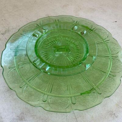 Green Glass ashtray and pie plate