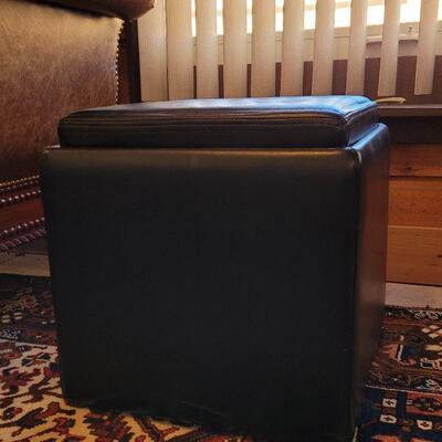 Lot 165: Small Ottoman with Storage and Cushion that Flips with a Tray 17" Ã— 17"
