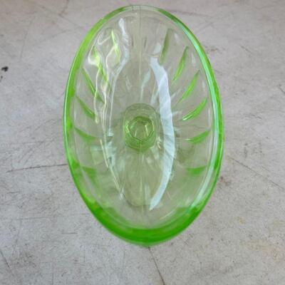 Green glass oblong bowl