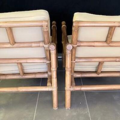 LOT#13D: Pair of Mid-Century Asian Bamboo Chairs