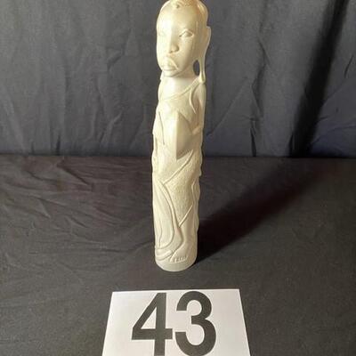 LOT#43LR: Tusk Ivory Figure of a Standing African Masai Warrior