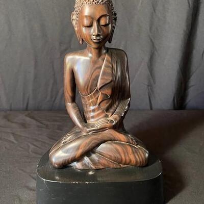 LOT#44LR: Rosewood Figure of a Seated Buddha