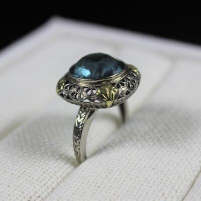 LOT#52J: Stamped 14K Art Deco Ring [5.3g]