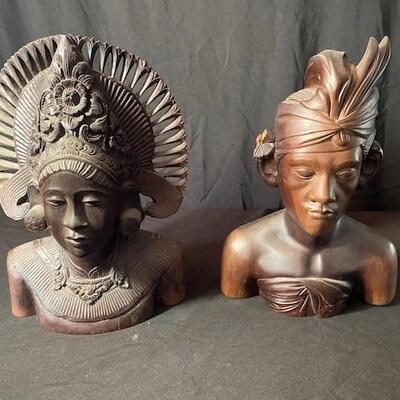 LOT#76LR: Pair of Rosewood Busts