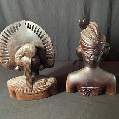 LOT#76LR: Pair of Rosewood Busts