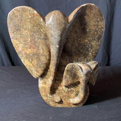 LOT#77LR: Abstract Stone Elephant "Mother and Child"