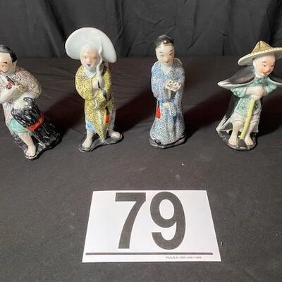 LOT#79LR: Glazed Porcelain Asian Figures
