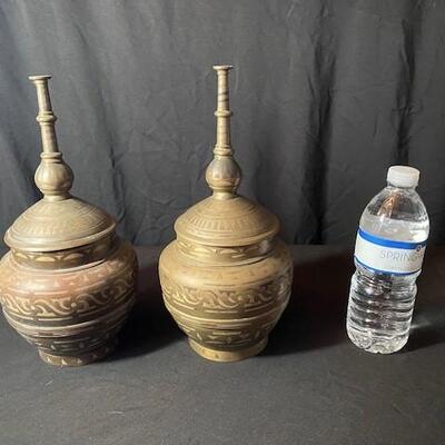 LOT#86LR: Asian Bronze Covered Vases