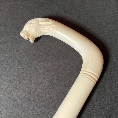 LOT#87LR: Ornately Carved Ivory Cane (FL ID REQ)