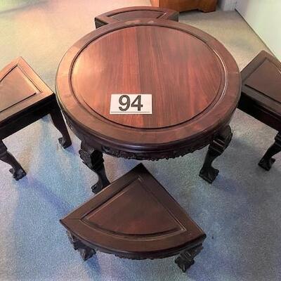 LOT#94LR: Small Asian Rosewood Table with Stools