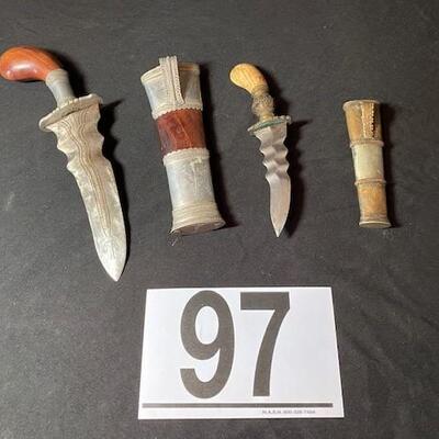 LOT#97LR: Pair of Kris Knives with Scabbards